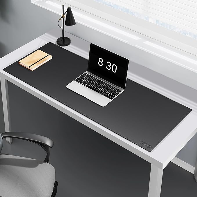 Cacoy 40"x16" Leather Desk Pad Blotter Black, Desk Mat for Keyboard & Mouse | PU Leather Desk Blotters Waterproof Desk Protector Mat Non-Slip Gaming Computer Mouse Pad Large Writing Pad Office Desk Decor
