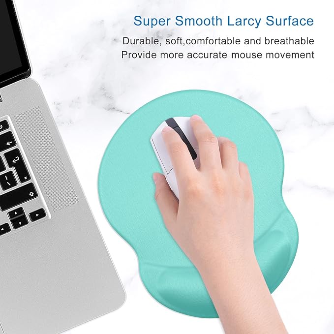 ITNRSIIET Ergonomic Mouse Pad with Gel Wrist Support Small Wrist Rest Smooth Surface Non-Slip PU Base Comfortable Office Supplies Pain Relief, 8.7 x 7.2 inches, Green