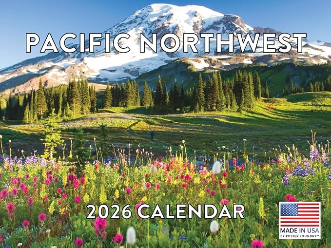 Pacific Northwest Calendar 2026 Wall 12 Month Monthly PNW Scenic Souvenirs Themed Gifts | American Made In The USA