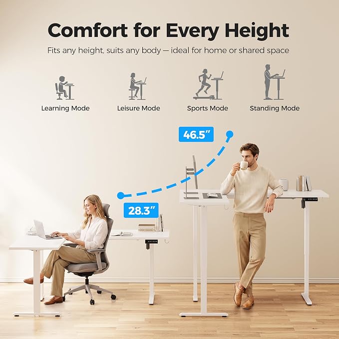 Agilestic L Shaped Standing Desk 63 inch Adjustable Height, Electric Corner Standing Desk, Sit Stand Computer Table with Splice Board, White | Corner Desk, Ample Workspace, Memory Presets, Hooks, Stable Steel Frame,176 lbs Capacity, Easy Assembly, Spli...