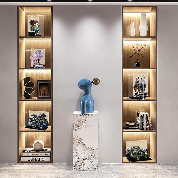 Acrylic Display Case Clear Action Figure Display Case with Mirrored Back, Dustproof Storage Display Box Alternative Glass Case for Collectibles Figures Models Doll Toys (12x12x15.7 inch, 30x30x40cm)