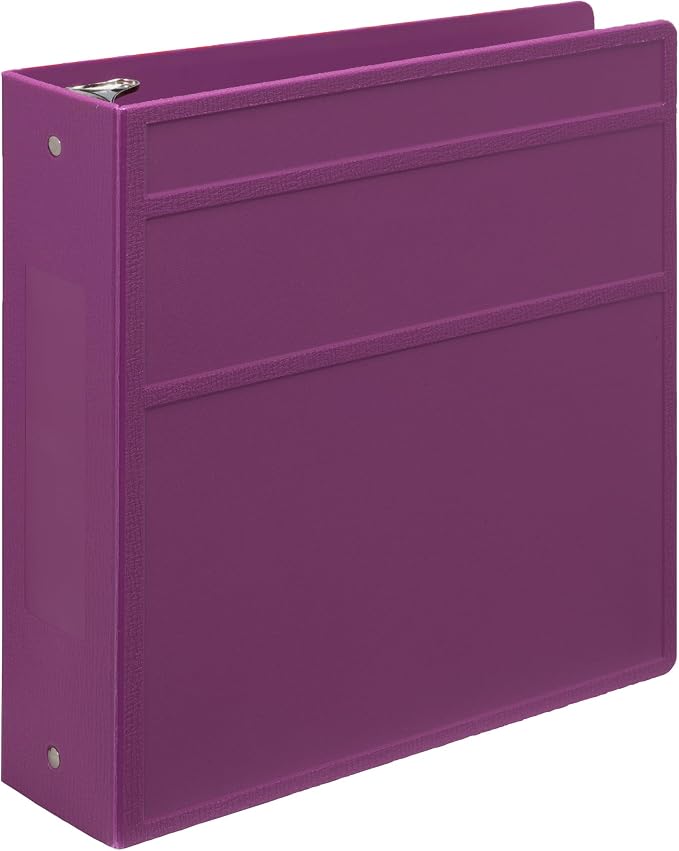 Carstens 3-Inch Heavy Duty 3-Ring Binder - Side Opening, Dewberry Purple, Durable Plastic, Precision No-Gap Rings, Waterproof Cover, No Pockets, Holds 400 Letter Sheets, BPA-Free Made in USA (1707-3R)