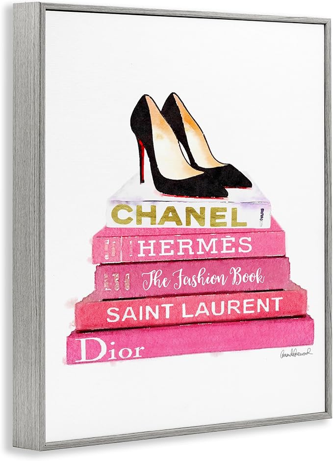 Glam Fashion Books Pump Heels, 16 x 20 Inch Framed Giclée Print | Stupell Industries · By Amanda Greenwood · Ready to hang · Fashion inspired still life · Made in USA
