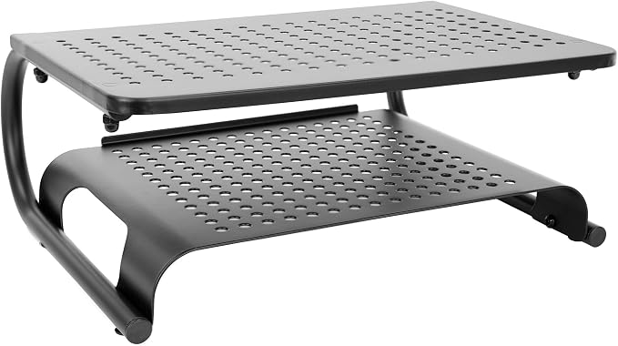 Mount-It! 2 Tier Desk Organizer Riser | Computer Monitor Stand with Keyboard Storage Shelf for Desktops, Laptops, Printers, Home Office Space Saver (2 Shelves)