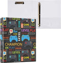 Aslsiy 3 Ring Binder 1.5 Inch Boy Pixel Start Play Round Clipboard Binder Decorative Harcover Binders Organizer for Office Supplies