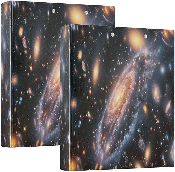 ALAZA 3 Ring Binder Galaxy Universe Space Clipboard Round Ring Binder Holds 1.5 Inch Three Binders Heavy Duty Binders for Office Supplies, 1Pack