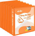 ViVin Sturdy 1 Inch D Ring Binders with 2 Pockets, 6 Pack, Orange | 3 Ring Binders with Clear View Cover, Hold 225 Sheets of US Letter Size Paper, PVC-Free for Office, Home, School