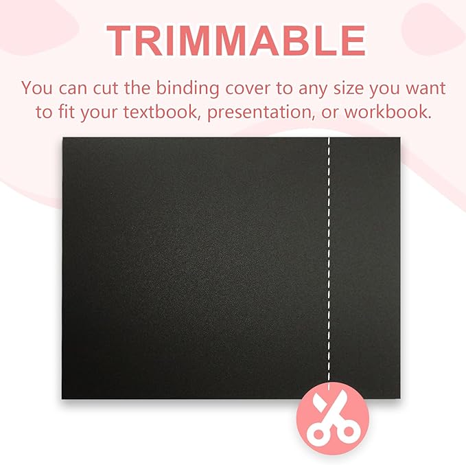 HOUYEE 100 Pack 12mil Binding Presentation Covers, Sand Texture, Black | Plastic Back Binding Polycovers, 8.5x11 Inch Letter Size, Square Corners,Un-Punched, Office & School Supplies