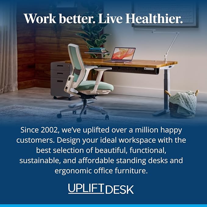 UPLIFTDESK V3 2-Leg Walnut Laminate Wood Standing Desk – Adjustable Height, Advanced 1-Touch Memory Keypad, Under Desk Cable Management, Wire Grommets & Rocker Board (Black C-Frame, 48 x 30 inch)