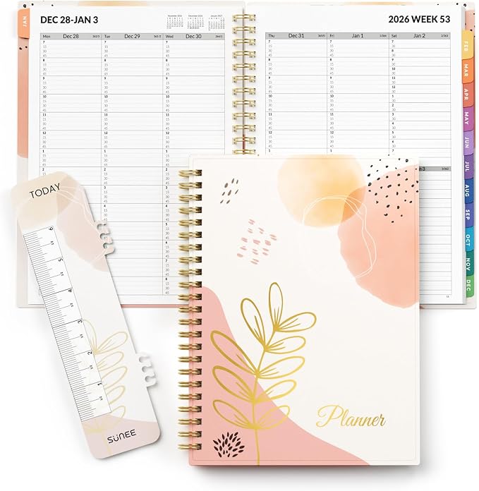 SUNEE 2027 Appointment Book, Quarter-Hourly, Weekly Monthly Planner, 6" x 8.3",Pink Breeze