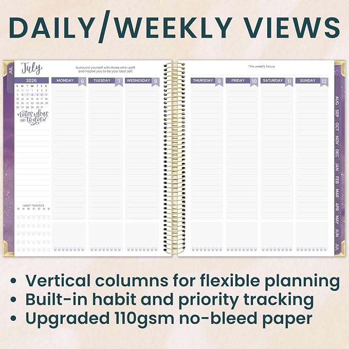 bloom daily planners 2026-2027 Hardcover Academic Year Goal & Vision Planner (July 2026 - July 2027) - 13 Months Weekly & Monthly Agenda Organizer - 7.5" x 9" - Good Things Are Coming
