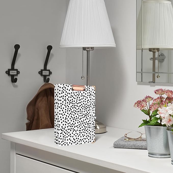 EYROZILL A5 Binder 1 Inch 3 Ring for 5.5" x 8.5" Paper with Clipboard and Pocket, Mini Binders for School Office Supplies and Home, Polka Dots
