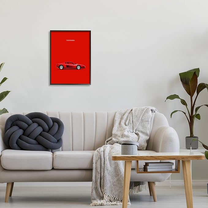 The Stupell Home Décor Collection Minimal Bright Bold and Shiny Testarossa Red Car Poster Framed Giclee Texturized Art, Multi-Color | Stupell Industries · By Mark Rogan · Ready to hang once unboxed · Printed in Johnston · Rhode Island · Made in USA