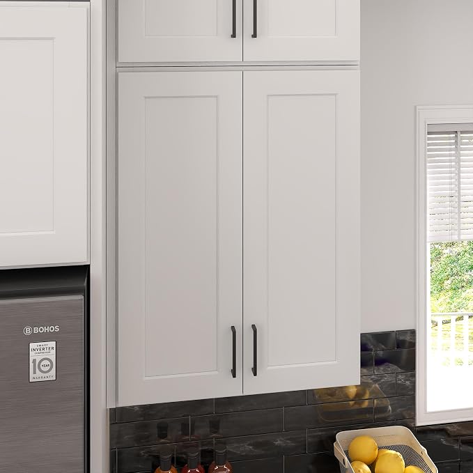 Furinno Shaker 3-Tier Wall Kitchen Cabinet, 2-Door, White