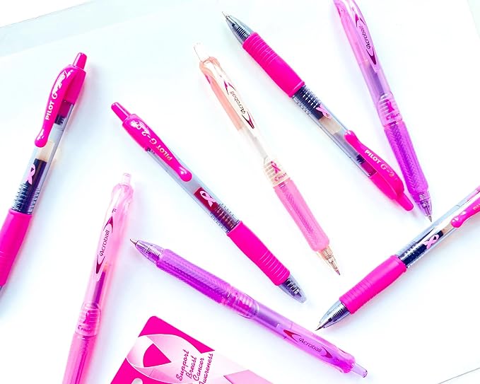 PILOT Acroball Breast Cancer, Assorted Point, Black/Pink Ink, 14-Count