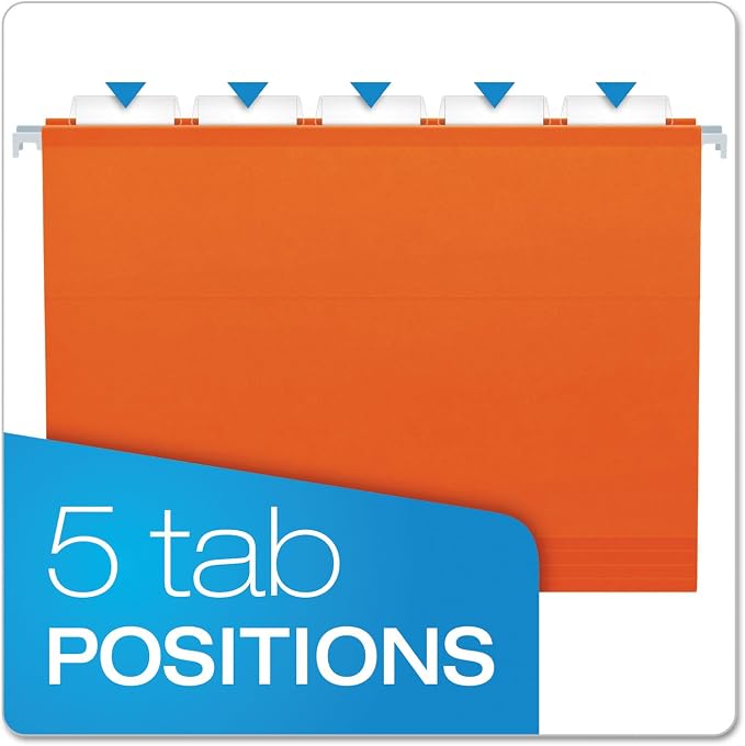 Pendaflex 04152X2 ORA Extra Capacity Reinforced Hanging Folders Orange, 2"