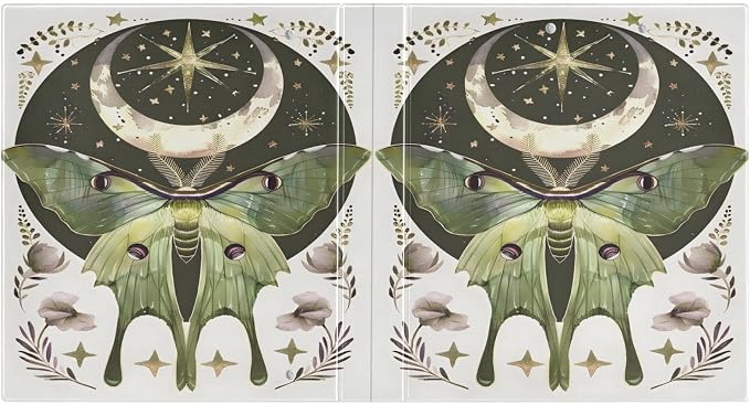 Custom 3 Ring Binder Moth Moon Art 1.5" Round Ring Binders Personalized Name View Binder with 200 Sheet for Women Men Office Kids School Supplies, 1 Pack