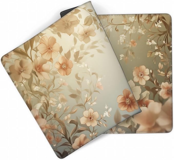Cute Floral Aesthetic Daisy Gaming Mouse Pad, Muted Green Dreamy Desk Mat with Anti-Slip Base & Stitched Edges,35.4" x 15.7" in Desk Accessories for Women, Home Office Decor & Artistic Gift