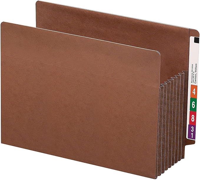 Smead End Tab TUFF® File Pocket, Reinforced Straight-Cut Tab, 7" Expansion, Tyvek® Gusset, Extra Wide Letter Size, Redrope, 5 per Box (73795)