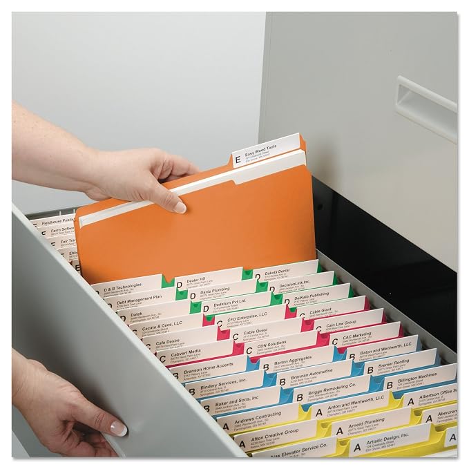 Smead File Folders Letter Sized, 1/3-Cut Tab, Assorted Positions, Letter Size, Assorted Primary Colors, 100 Per Box (11943)