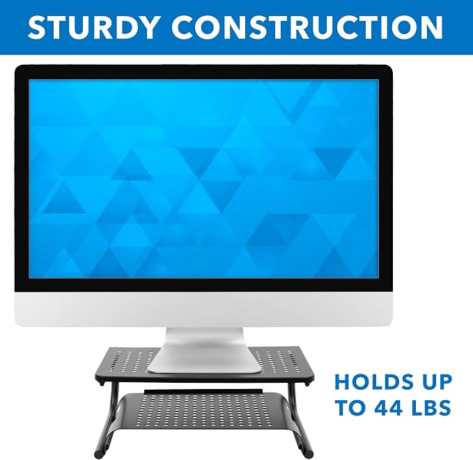 Mount-It! 2 Tier Desk Organizer Riser | Computer Monitor Stand with Keyboard Storage Shelf for Desktops, Laptops, Printers, Home Office Space Saver (2 Shelves)