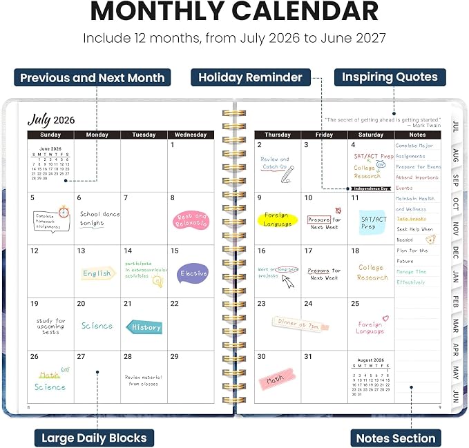 ZOTIA Planner 2026-2027 Weekly & Monthly Calendar Planner Jul 2026-Jun 2027