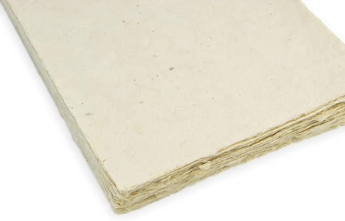 Handmade Lokta Card Stock 5x7 Inch Deckle Edge Paper (25 Sheets) | Kathmandu Valley Co. tree-free cardstock, printing decorative DIY invitations, vintage stationery, made in Nepal