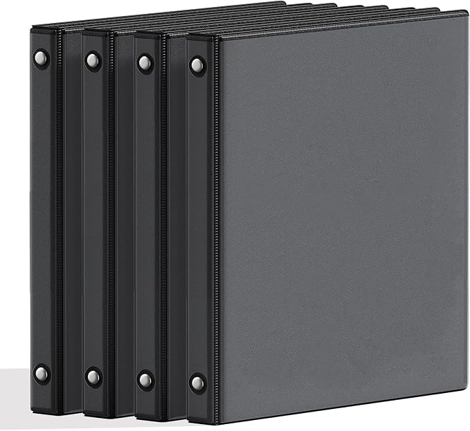 SUNEE 1/2 Inch Binders 3 Ring, PVC-Free Clear View Half Inch Binders (Fits 8.5x11 Inches) for School, Office & Home Use, Black