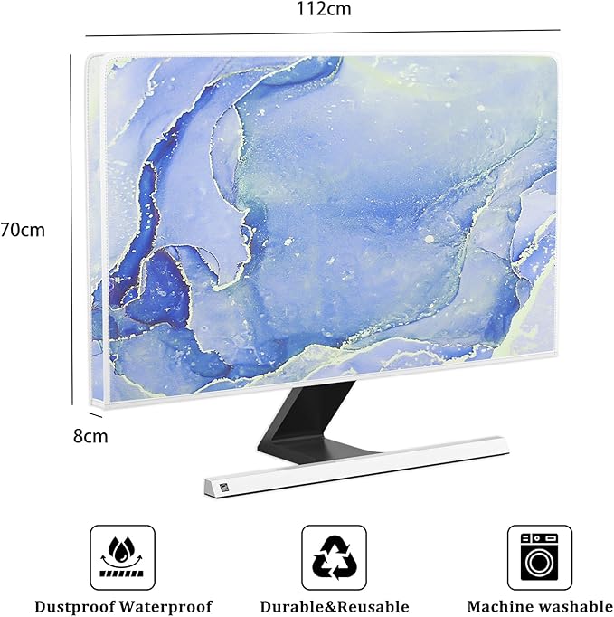 Baocicco Modern Violet Marble Waterproof TV Cover Anti-Static Dustproof Protective Cover for LCD/LED/HD 45, 46, 47, 48 Inch Decorative Monitor Accessories Covers for Television LED LCD OLED TVs Screen