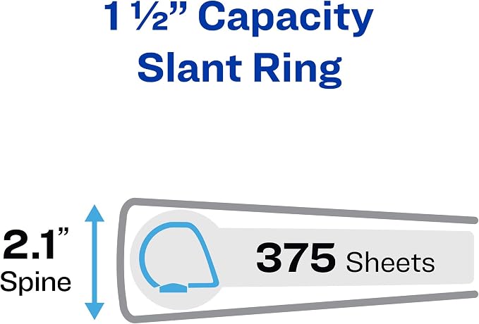 Avery Heavy-Duty 11"x17" View Binder, 1.5" Slant Rings, 1 White Binder | For Oversized Document Storage, Holds 11" x 17" Paper, Acid-Free Cover, Lay-Flat Design, Two Clear Interior Pockets