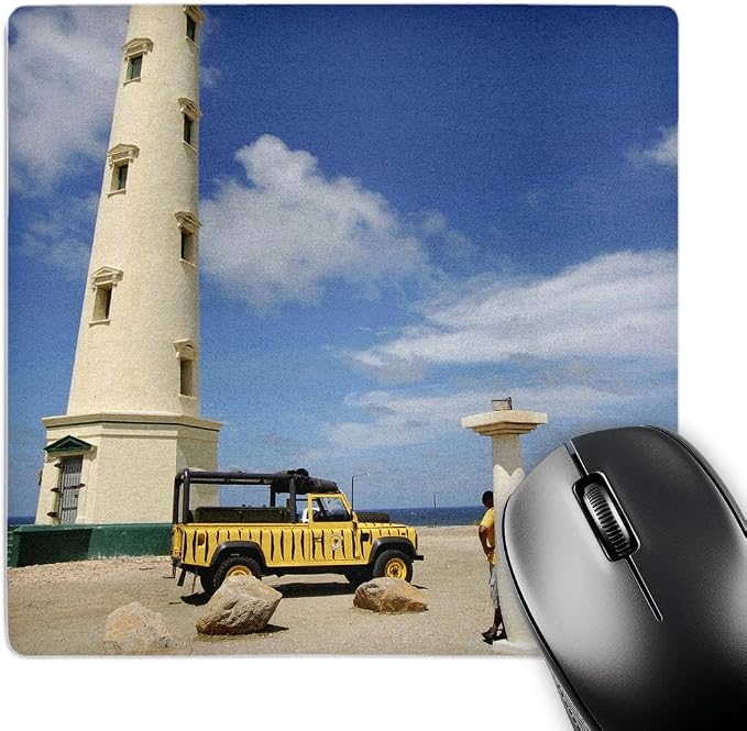 3D Rose "California Lighthouse Oranjestad Arubaca04 Lse0001Lynn Seldom" Matte Finish Mouse Pad - 8 x 8" - mp_72926_1