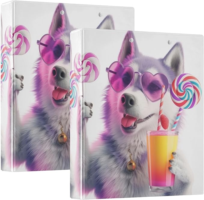 ALAZA 3 Ring Binder A Cool Dog Clipboard Round Ring Binder Holds 1.5 Inch Three Rings Binder Heavy Duty Binders for School Office Supplies, 1Pack