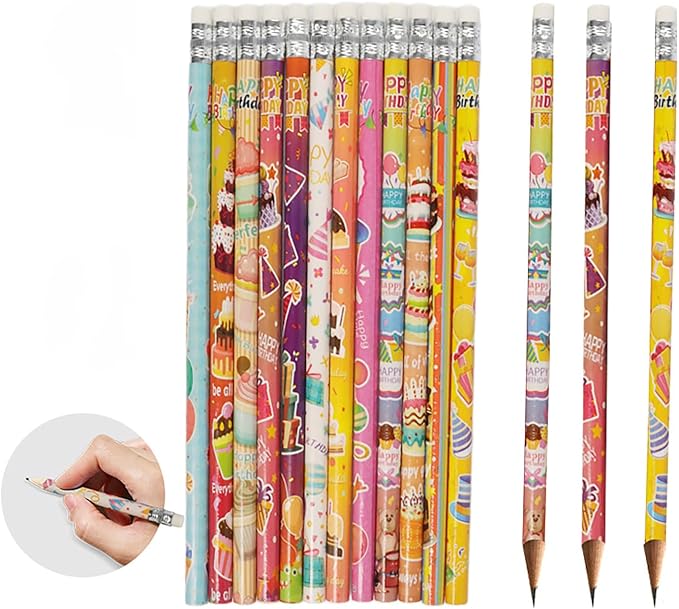 48pcs Birthday Pencils with Eraser Wood Pencils Bulk for Birthday Office Supply (birthday, 48)