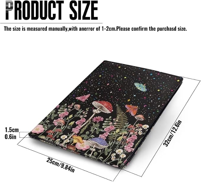 Dreaweet Mushroom Print Padfolio Clipboard Folder Leather Portfolio Organizer Binder for Women,Cute Business Organizer Suitable for Interviews,Resumes,and Conference Documents