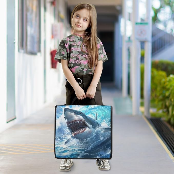 Custom Cute Shark Blue Ocean Wave 3 Ring Binder Bag 1.5 inch Personalized Name Binder Organizer 500 Sheet Documents Storage for School Office