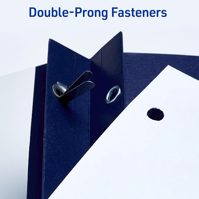 Avery® Durable Clear Front Report Covers, 3 Double-Prong Fasteners, Holds up to 25 Sheets, 25 Blue Covers (47961)