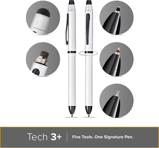 Cross Tech3+ Brushed Chrome PVD Multifunction Pen, Black Ink