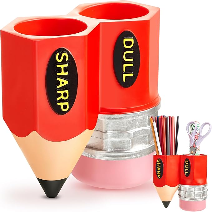 Cholemy Sharp Dull Pencil Holder for Classroom,Orange | Pencil Dispenser Holder, Pencil Shaped Storage Organizer, Back to School, Students, Teachers, Library, Office Supplies