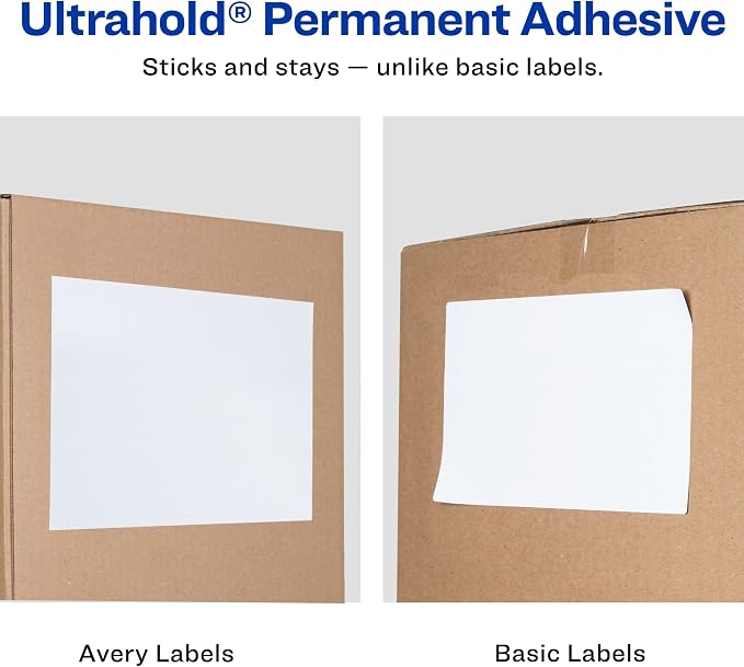 Avery® Printable Shipping Labels with Paper Receipts, 5-1/16" x 7-5/8", White, 50 Blank Mailing Labels (5127)