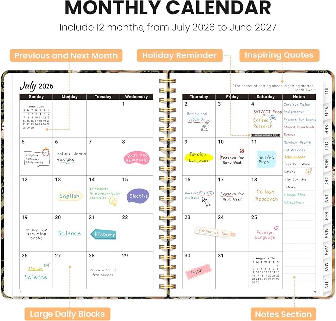 ZOTIA Planner 2026-2027, Jul 2026-Jun 2027 Weekly & Monthly Calendar