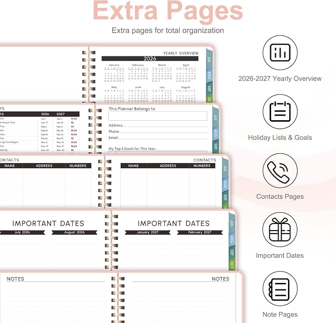 Planner 2026-2027, Academic Weekly and Monthly Calendar Planner, July 2026 - June 2027, Hardcover Spiral Agenda Book, School Supplies for Teacher Student - Letter Size(8.5" x 11")