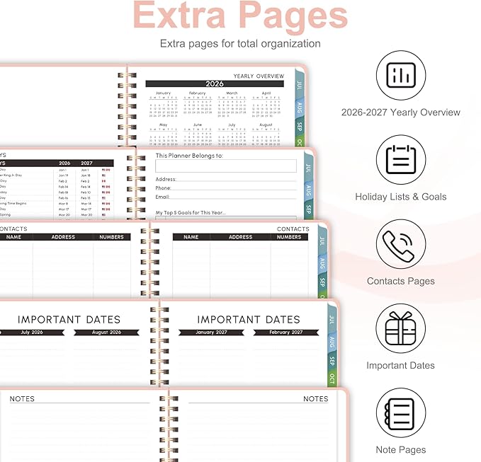 Planner 2026-2027, Weekly and Monthly Academic Year Calendar Planner, July 2026 - June 2027, Daily Agenda Book for Office School Supplies, Letter Size(8.5'' x 11'')