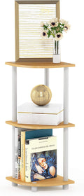 Furinno TURN-N-TUBE Corner Shelf, 3-Tier Corner Bookshelf, Display Storage Shelves with Open Shelves, for Organization and Storage, Living Room, Home Office, Garage, Beech