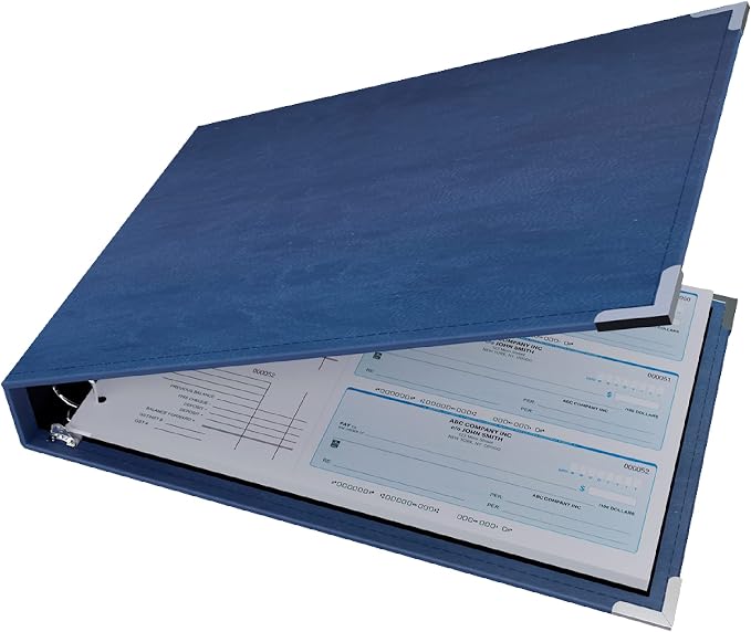 Davis Group Premium 3-Up Business Checkbook Binder, Big and Small Business Essentials for Checks, Navy Blue