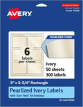 Avery® Pearlized Ivory Rectangle Labels, Sure Feed® Technology, Print-to-The-Edge, 3" x 3.75", 300 Pearlized Ivory Labels, Laser/Inkjet Printable