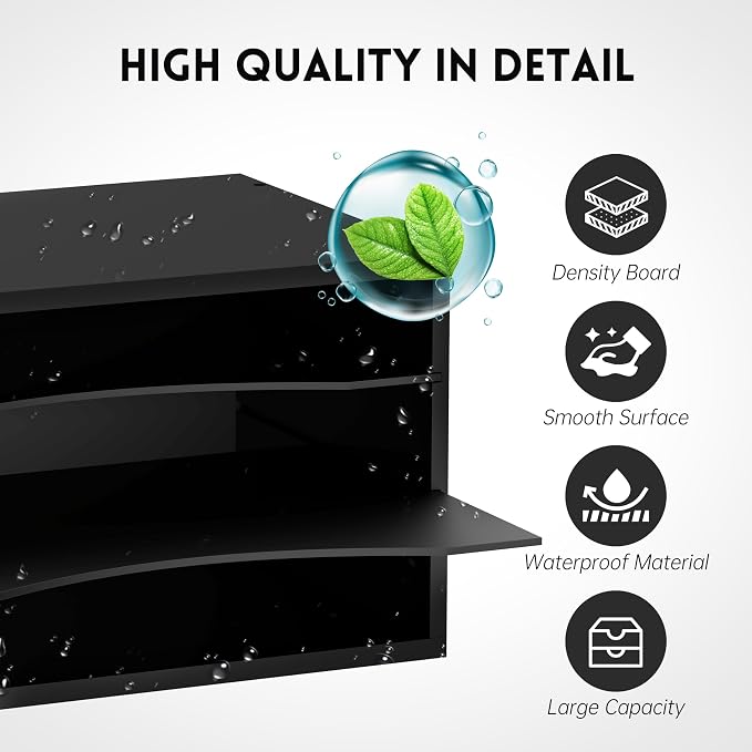 3 Tier Wood Desk Organizer, Mail Sorter and Paper Organizer for Desk, Black | Wooden Desktop Organizer for Sorting Papers, Letters and Mails, Literature Organizer for Home Office, Classroom Organization