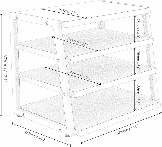 Fenge Desk Shelf Organizer, 4-Tier Tower Desktop Office Shelves, Black | Wood and Metal Open Shelf, Corner File Organizer for Office Supplies, Top of Desk Organizers and Accessories