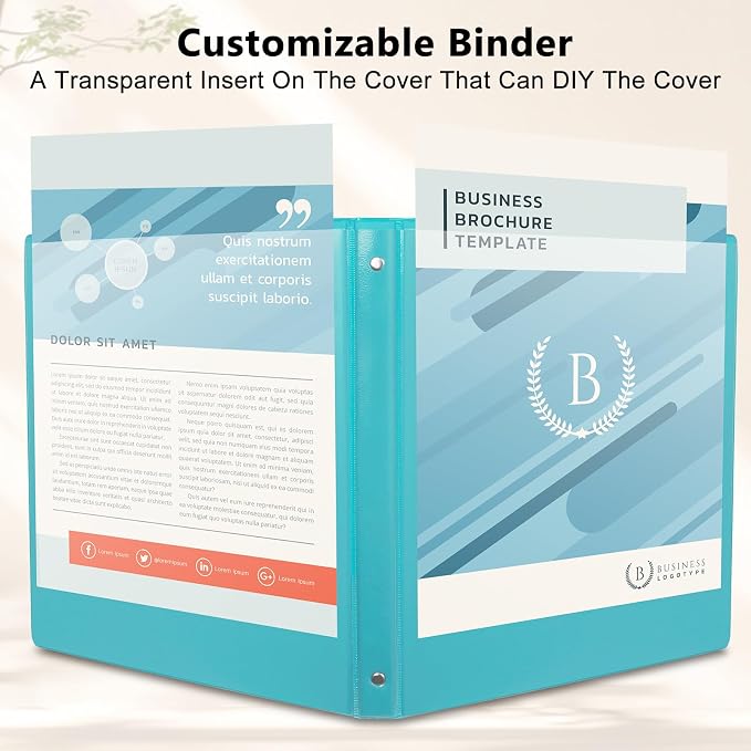CIXILDTS 0.5-inch Round Ring Binder, Durable 1/2" 3 Ring Binder Fit Letter Size Paper, Light Blue, 6-Pack