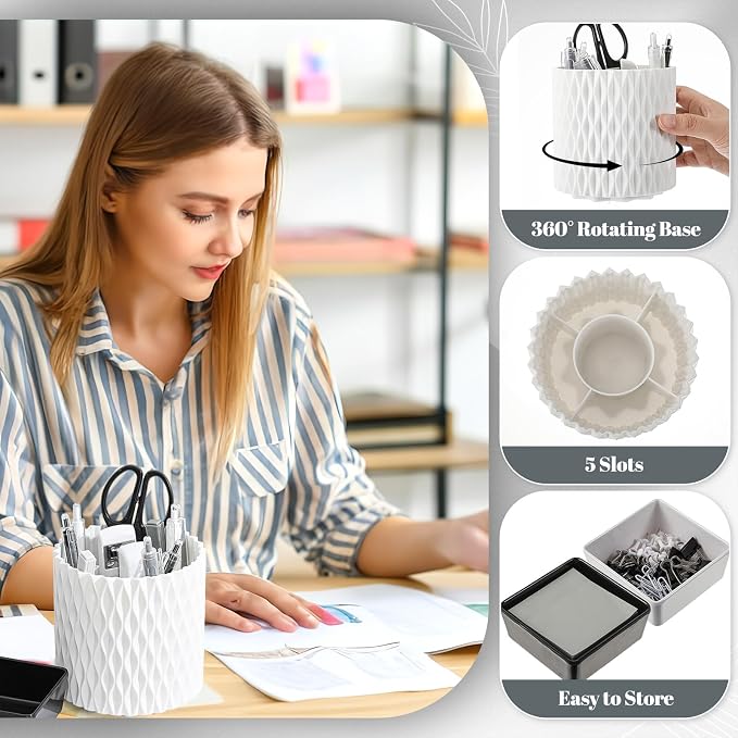 Kosiz 27 Pcs Black and White Desk Accessories Gift for Aesthetic Desk Organizer White Office Supplies Pen Holder Sticky Notes Stapler Binder/paper Clips Scissor Staple for Back to School(Classics)