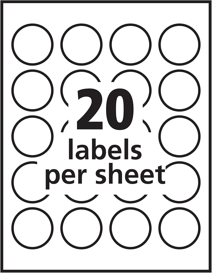 Avery Glossy Clear Round Labels, 1.625" Diameter, Pack of 500 - Make Custom Stickers (6582)